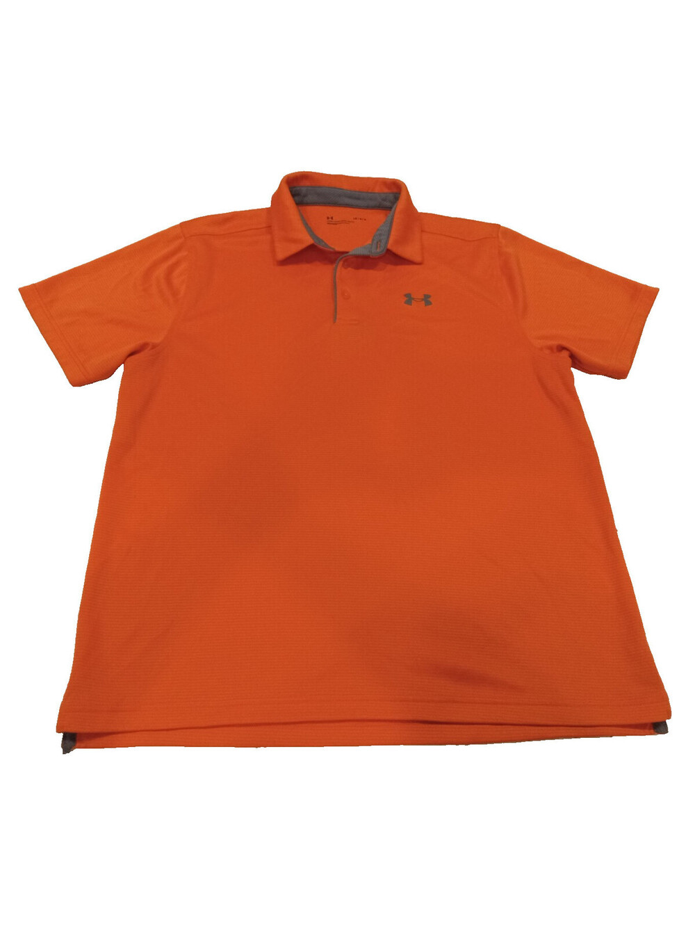 Under Armour Tech Polo Shirt Mens Large Orange Loose Fit Short Sleeve Golf L